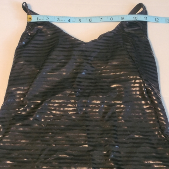 Nike Shiny Black Womens Swimsuit Top Striped Perforated NWT Small Adj Straps - Picture 5 of 11